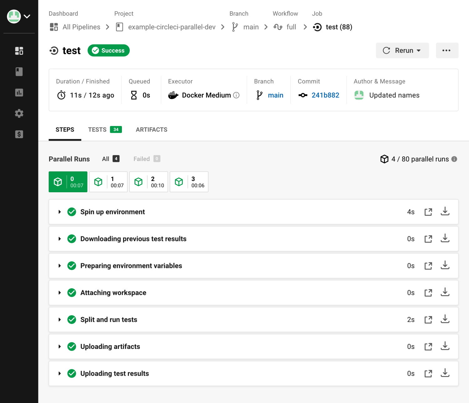 CircleCI Parallel Test Automation Pipeline Workflow -