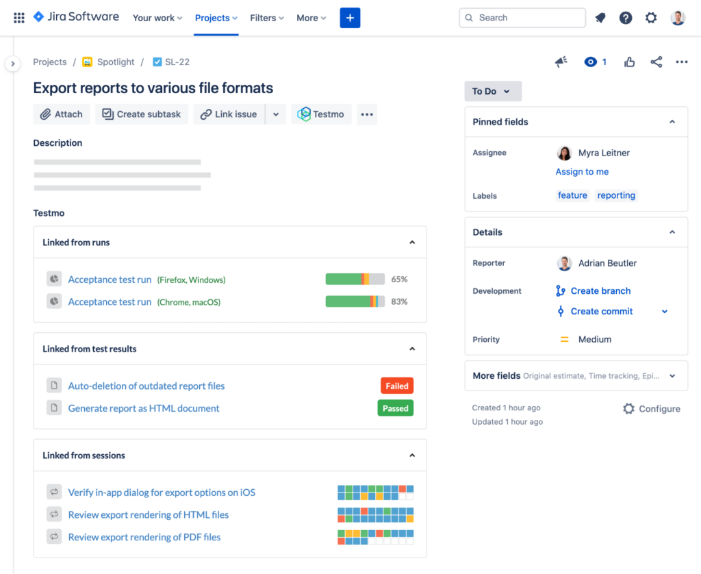 Public Testmo Beta Launch - YXNzZXRzL3NjcmVlbnNob3RzL2ludGVncmF0aW9ucy1qaXJhLXZpZXctaXNzdWUucG5n
