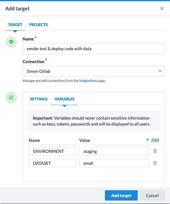 Configure the automation target for your GitLab CI/CD pipeline to be able to launch your automation job